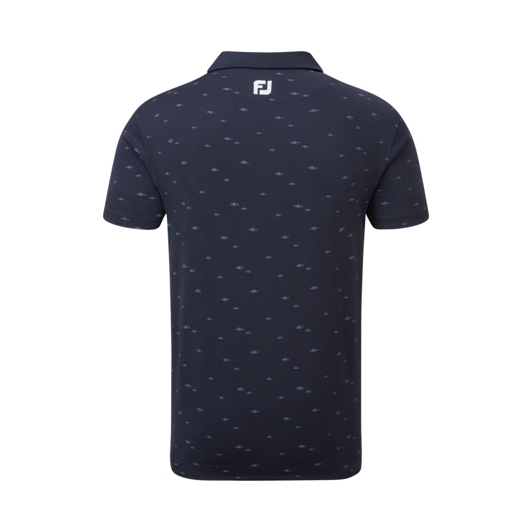 Polo FootJoy Eu School of Fish Print Lisle NAVY