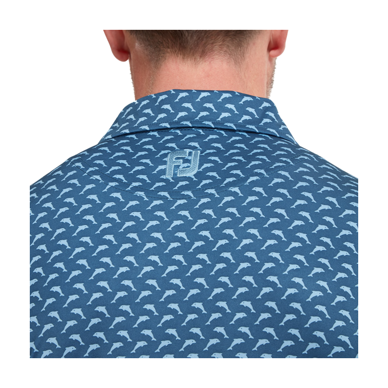 Polo FootJoy Eu  Leaping Dolphins Print Lisle Ink / Blue