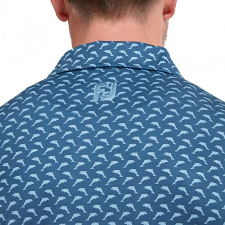 Polo FootJoy Eu  Leaping Dolphins Print Lisle Ink / Blue