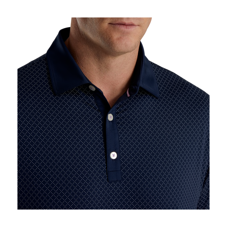 Polo FootJoy Eu DIAMOND Dot Print Lisle Navy / Blanco