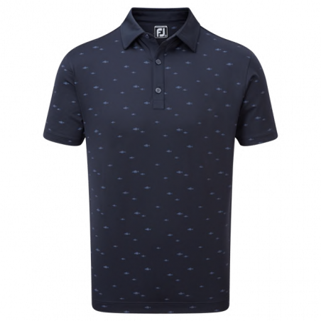 Polo FootJoy Eu School of Fish Print Lisle NAVY