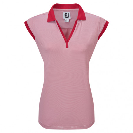 Polo FootJoy Lady End on End Stripe Lisle Rojo