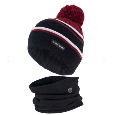 Set Gorro Invierno + Neck Térmica Negro Rojo
