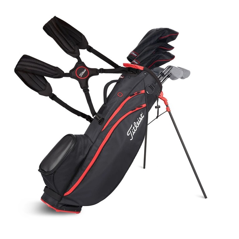 Bolsa Titleist Players 4 Carbono Negro Rojo