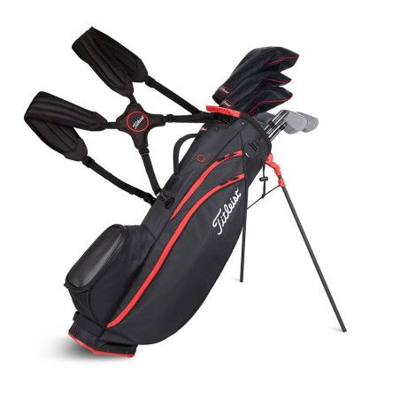 Bolsa Titleist Players 4 Carbono Negro Rojo
