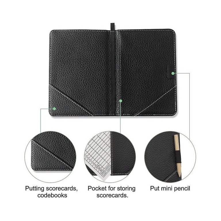 Tarjetero de Golf Premium Negro con marcador