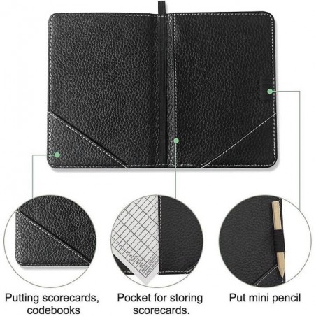 Tarjetero de Golf Premium Negro con marcador