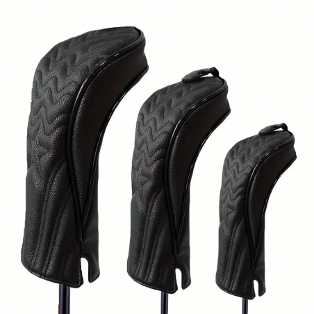 Set Fundas para Driver Madera e Híbrido Cuero PU Negro STAR