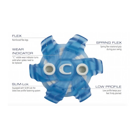 Tacos CHAMP Softspikes Pivix Slim-Lok Tri-Lock Tour Lock & Fast Twist Azul/Blanco