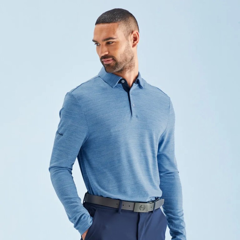 Polo PING Creek Manga Larga Tidal Blue Melange