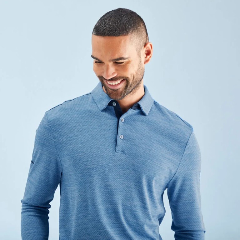 Polo PING Creek Manga Larga Tidal Blue Melange