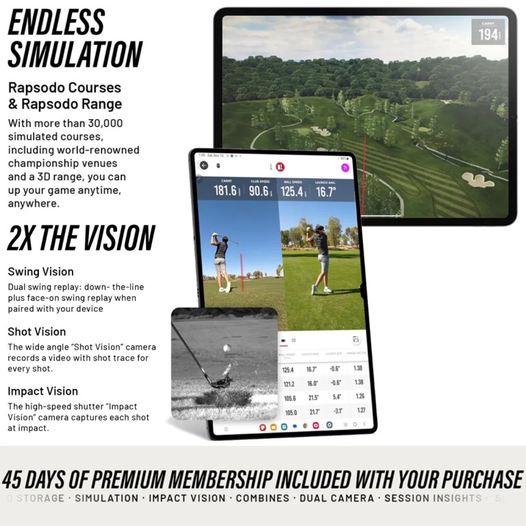 Monitor de Lanzamiento RAPSODO MLM2PRO   GOLF SIMULATOR - TITLEIST 3 BALL