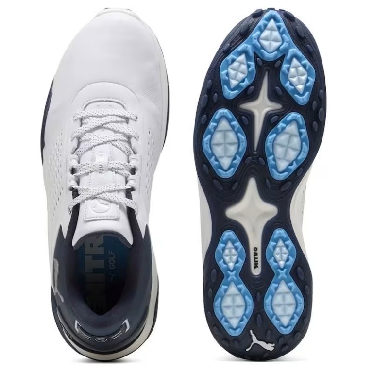 Zapatos Puma de Golf Shadowcat NITRO Leather Blanco Azul