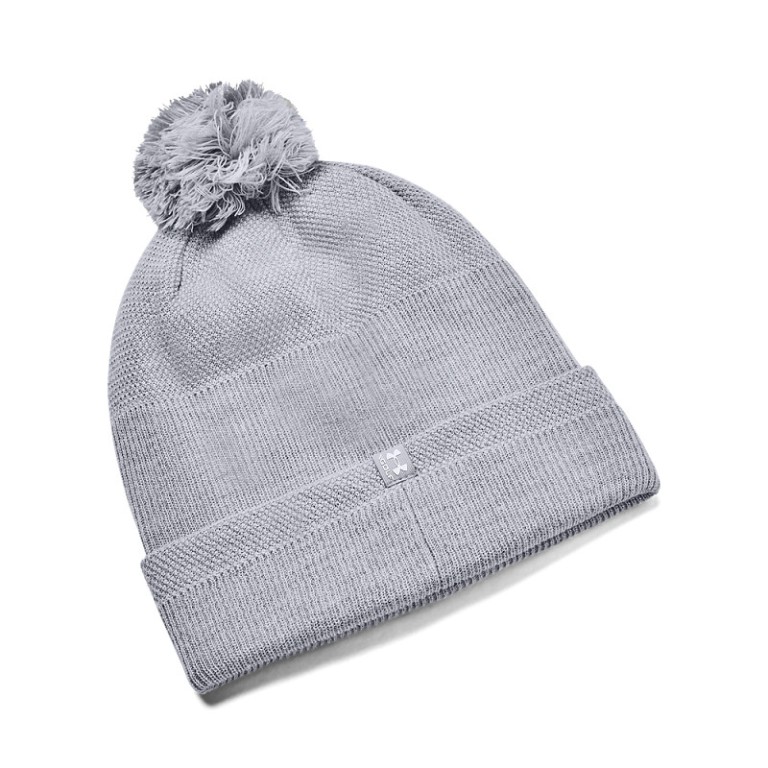 Gorro Invierno UNDER ARMOUR UA Driver Pom-Steel / White