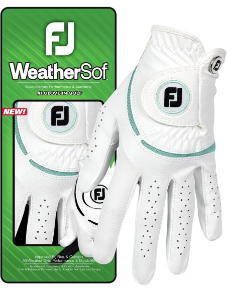 Guante FootJoy Lady WeatherSof Blanco / Verde Mar