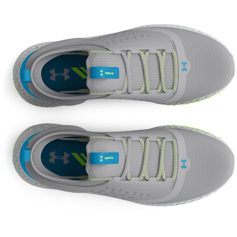Zapatos Under Armour UA GS Charged Phantom SL-Mod Gray / Capri / High-Vis Yellow
